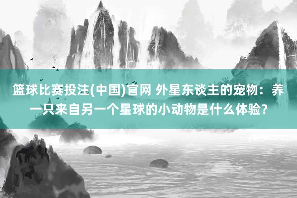篮球比赛投注(中国)官网 外星东谈主的宠物：养一只来自另一个星球的小动物是什么体验？