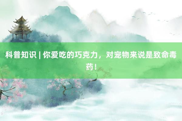 科普知识 | 你爱吃的巧克力，对宠物来说是致命毒药！