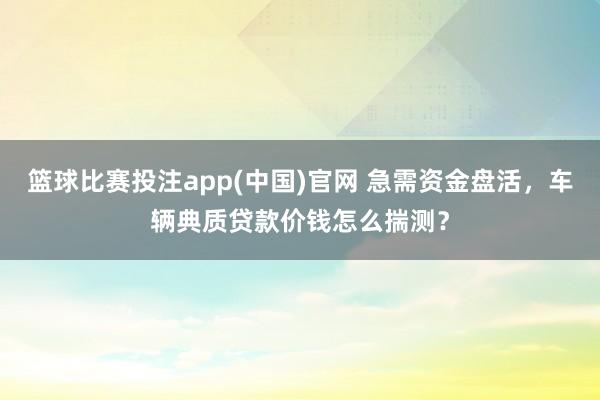 篮球比赛投注app(中国)官网 急需资金盘活，车辆典质贷款价钱怎么揣测？