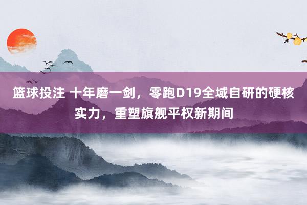 篮球投注 十年磨一剑，零跑D19全域自研的硬核实力，重塑旗舰平权新期间