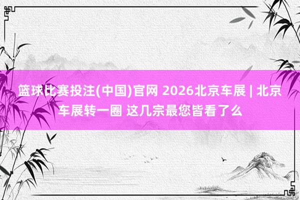 篮球比赛投注(中国)官网 2026北京车展 | 北京车展转一圈 这几宗最您皆看了么
