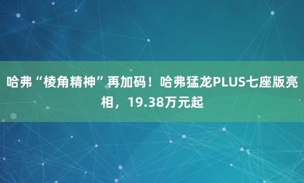 哈弗“棱角精神”再加码！哈弗猛龙PLUS七座版亮相，19.38万元起