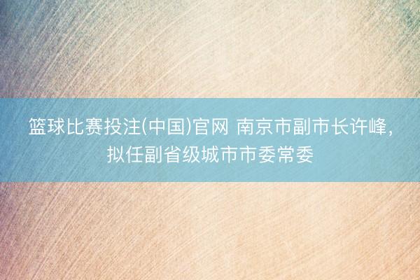 篮球比赛投注(中国)官网 南京市副市长许峰，拟任副省级城市市委常委